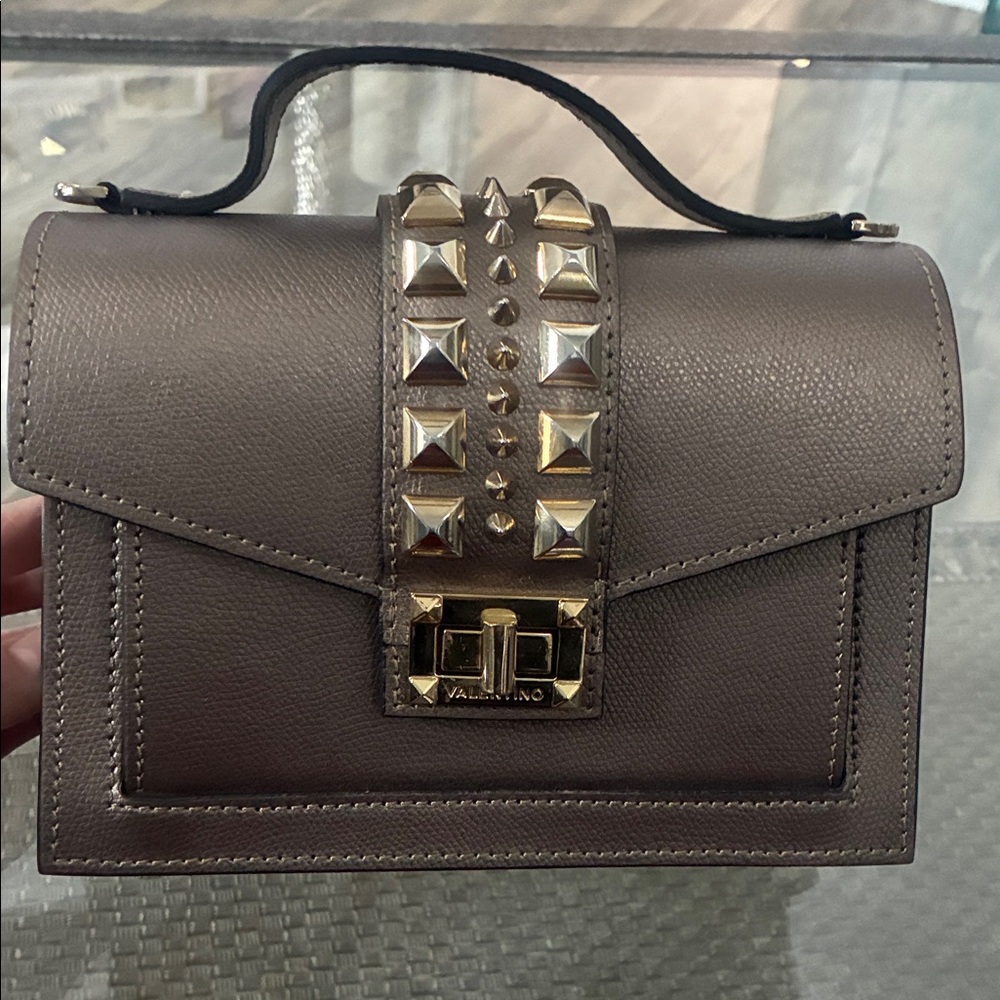 Valentino Pewter Studded Mini Handbag
